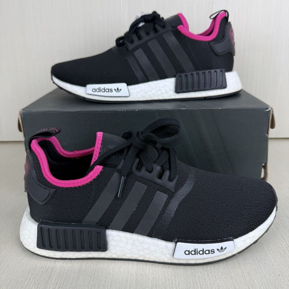 Adidas NMD_R1 Shoes Mens 8 Black Shock Pink DB3586 Athletic New